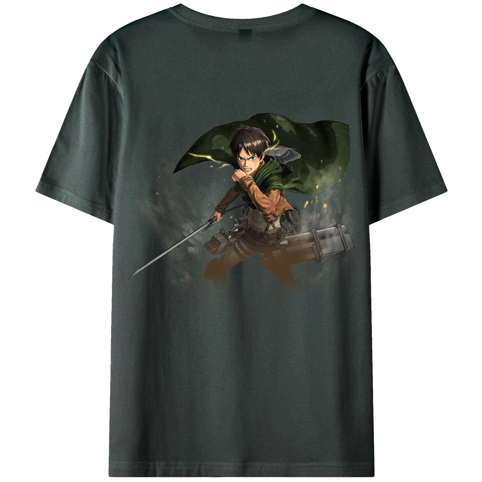 （画像用） 進撃の巨人 エレン･イェーガー Attack on Titan Eren Jäger 綿100％ メンズ半袖Tシャツ（バックプリント） 通気性